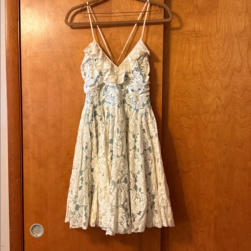 Chelsea & Violet Cream Ruched Ruffled Sundress